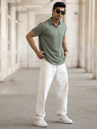 Powerlook Men Self Design Polo Collar Cotton T-shirt