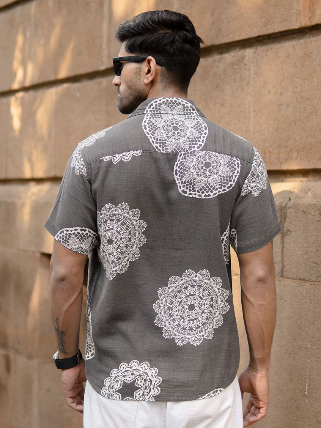 Powerlook Men Grey Mandala Printed Shirt