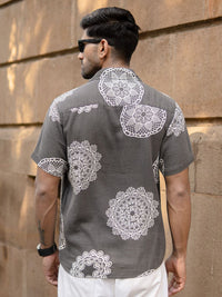 Powerlook Men Grey Mandala Printed Shirt