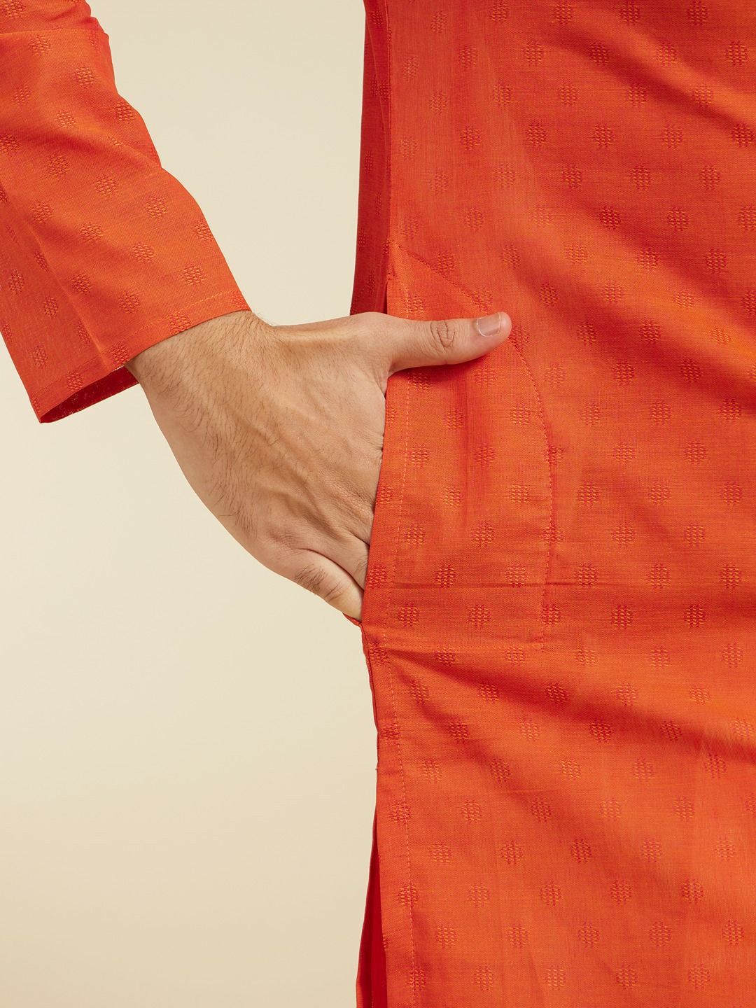 Diwas by Manyavar Mandarin Collar Cotton Straight Kurta