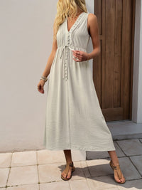 all about you Solid V-Neck A-Line Midi Dress