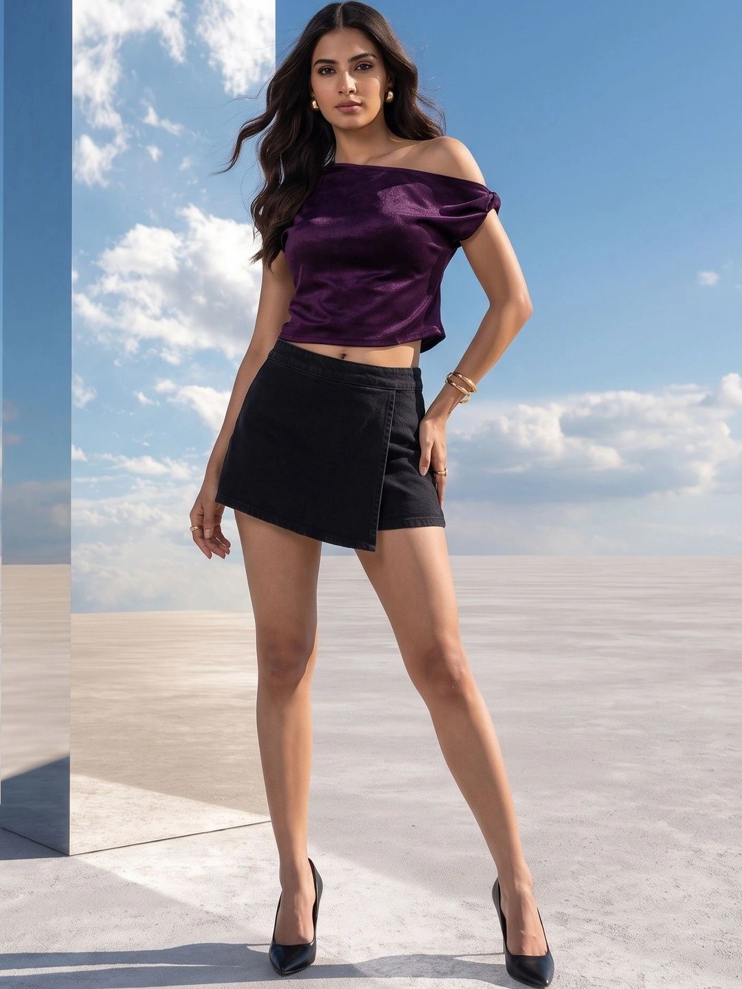 Mamicha Off-Shoulder Crop Top