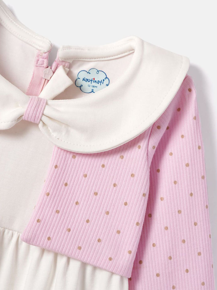 Nauti Nati Girls Polka Dot Cotton  Peter Pan Collar A-Line Dress