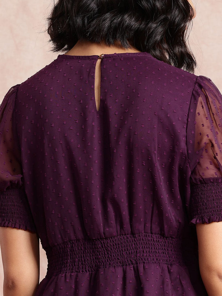 all about you Dobby Detail Smocked Fit & Flare Dress