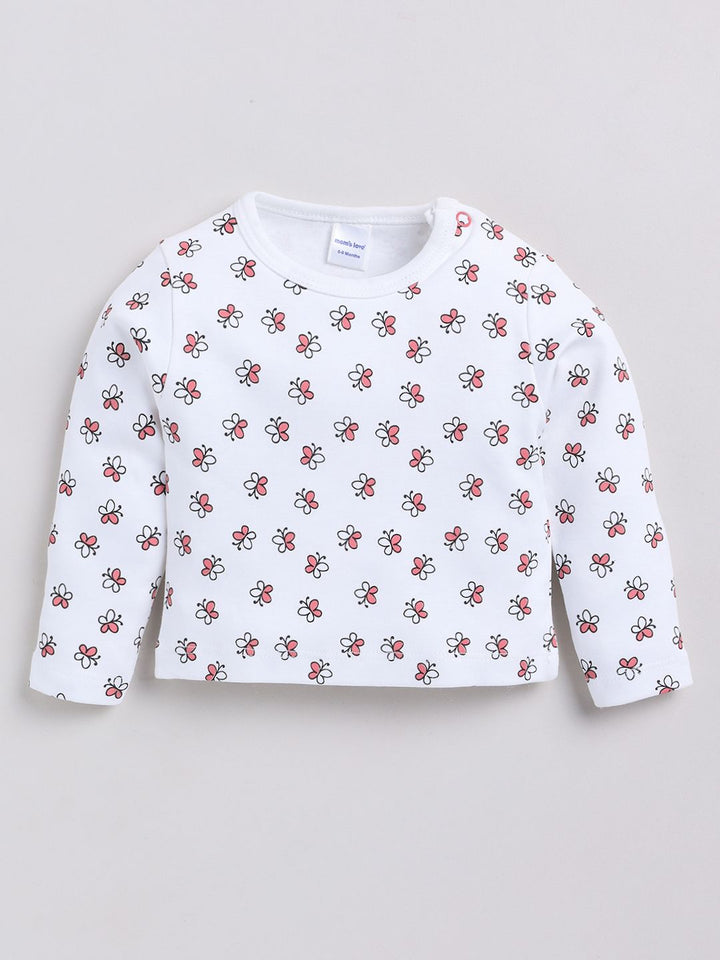 Moms Love Infants Girls Cotton Ruffled Dungarees with T-shirt