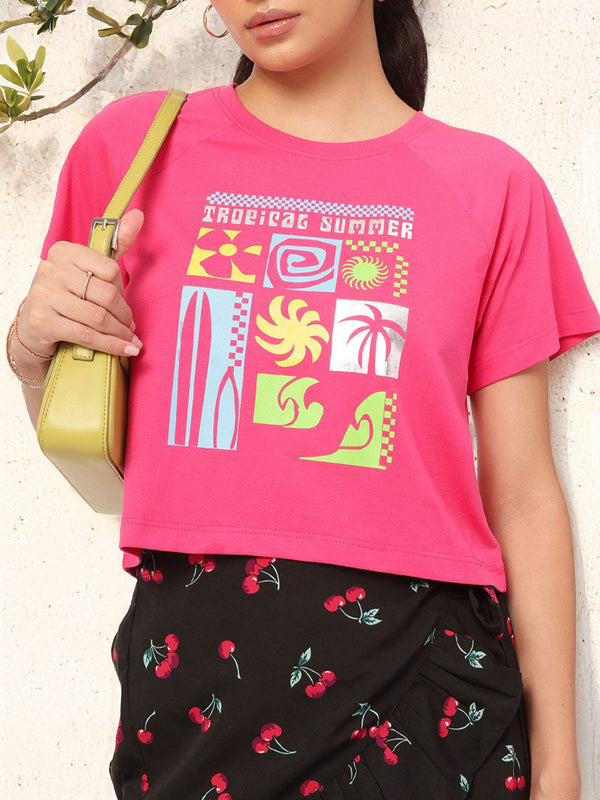 DressBerry Simply Stated Quirky Geometric Printed Relax Tee