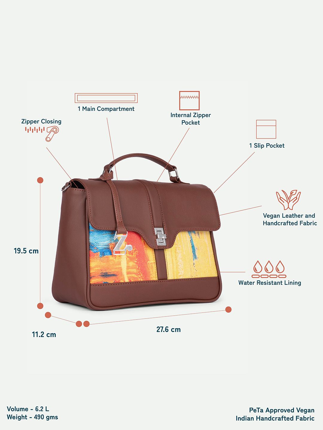 ZOUK Abstract Amaze Printed Structured Satchel