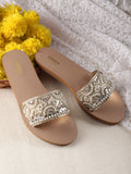 Anouk Women Ethnic Motif Embellished Open Toe Flats