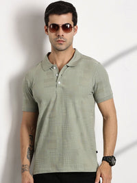 Thomas Scott Men Textured Polo Collar Regular Fit T-shirt