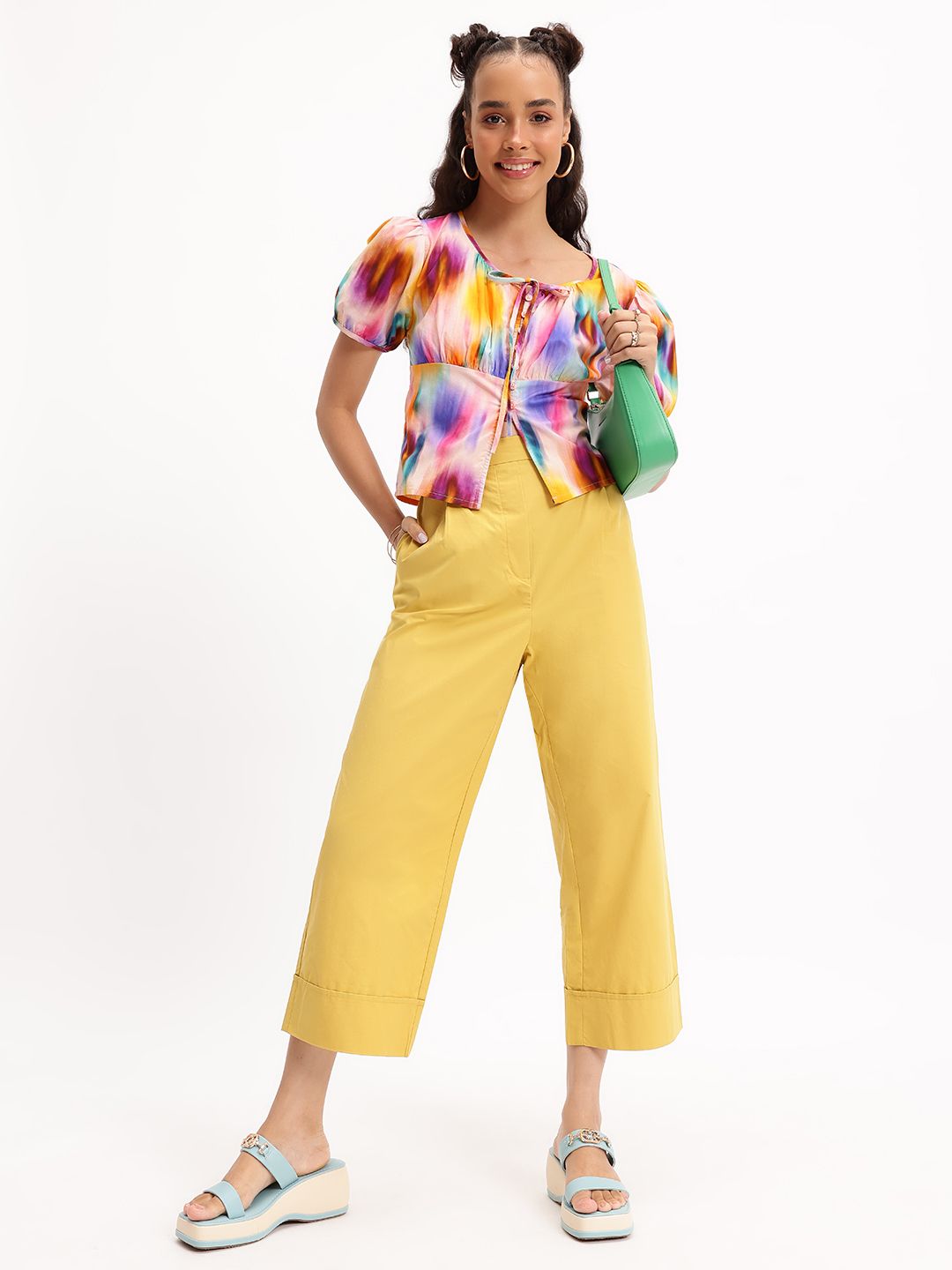 DressBerry Dyed to Impress Abstract Printed Shirt Style Top