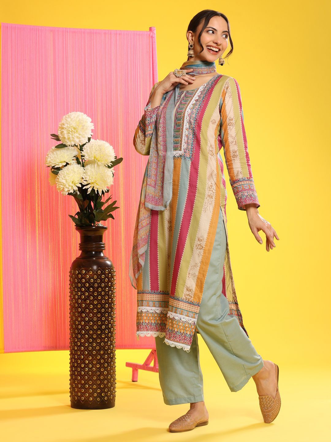 Kurta Lurus Kapas Berjalur Mamicha