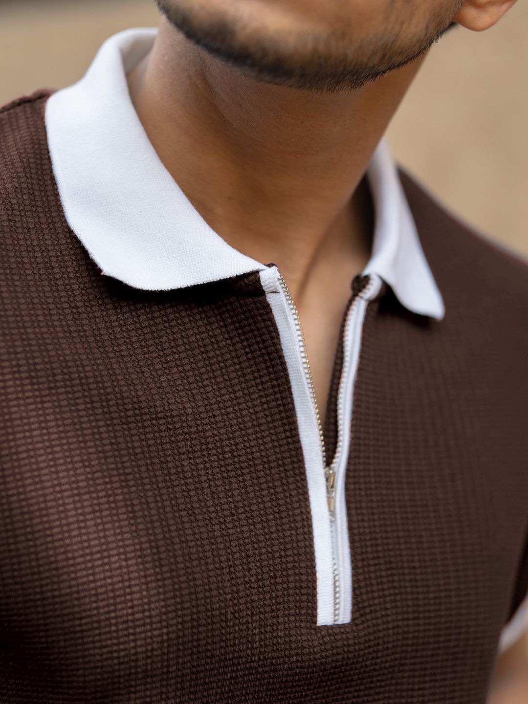 Powerlook Men Self Design Polo Collar T-shirt