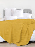 URBAN SPACE Waffle Mustard Checked Cotton AC Room 150 GSM Single Bed Blanket