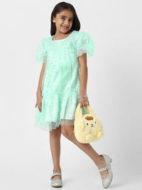 Nauti Nati Embellished Puff Sleeve A-Line Dress