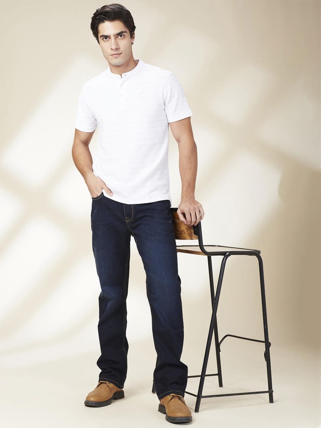 Being Human Men Self Design Henley Neck Cotton T-shirt