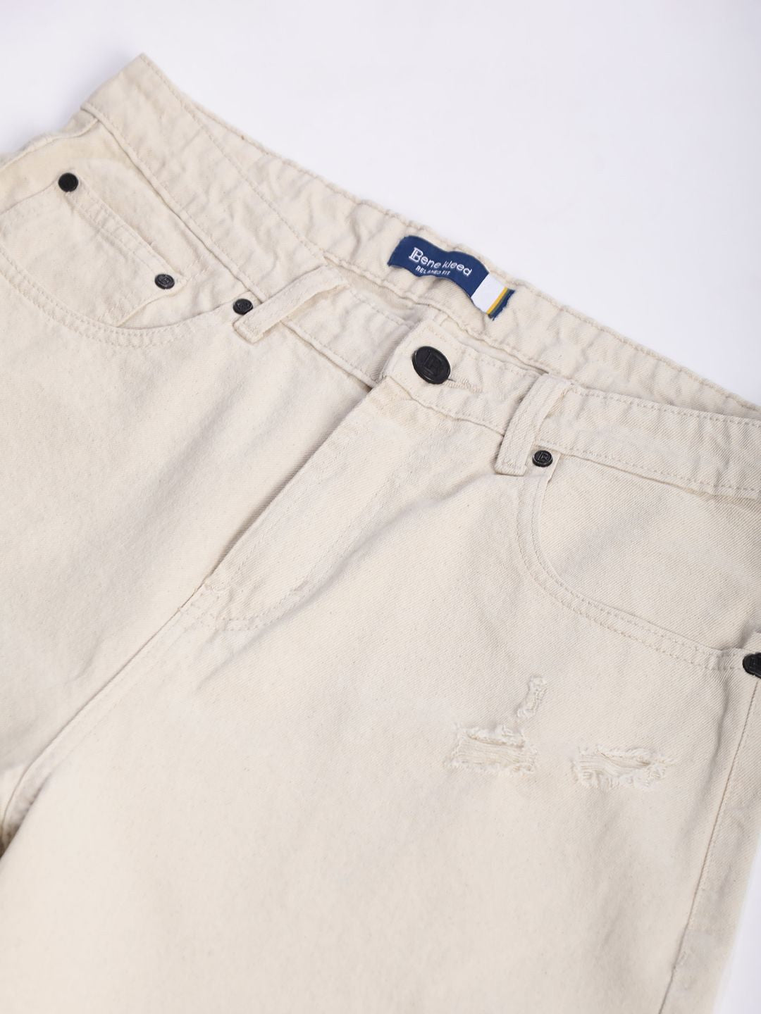 Bene Kleed Men Relax Fit Distressed Denim Shorts