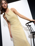 SASSAFRAS Women Embellished Sequined Halter Neck Sheath Dress