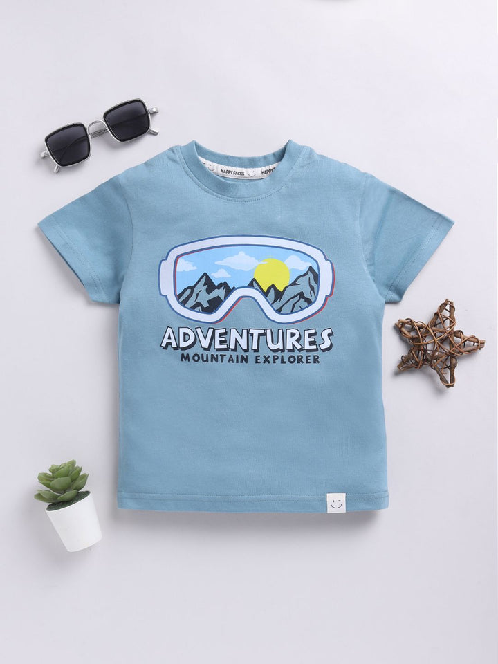 Happy Faces Kids Boys Graphic Printed Pure Cotton T-Shirt
