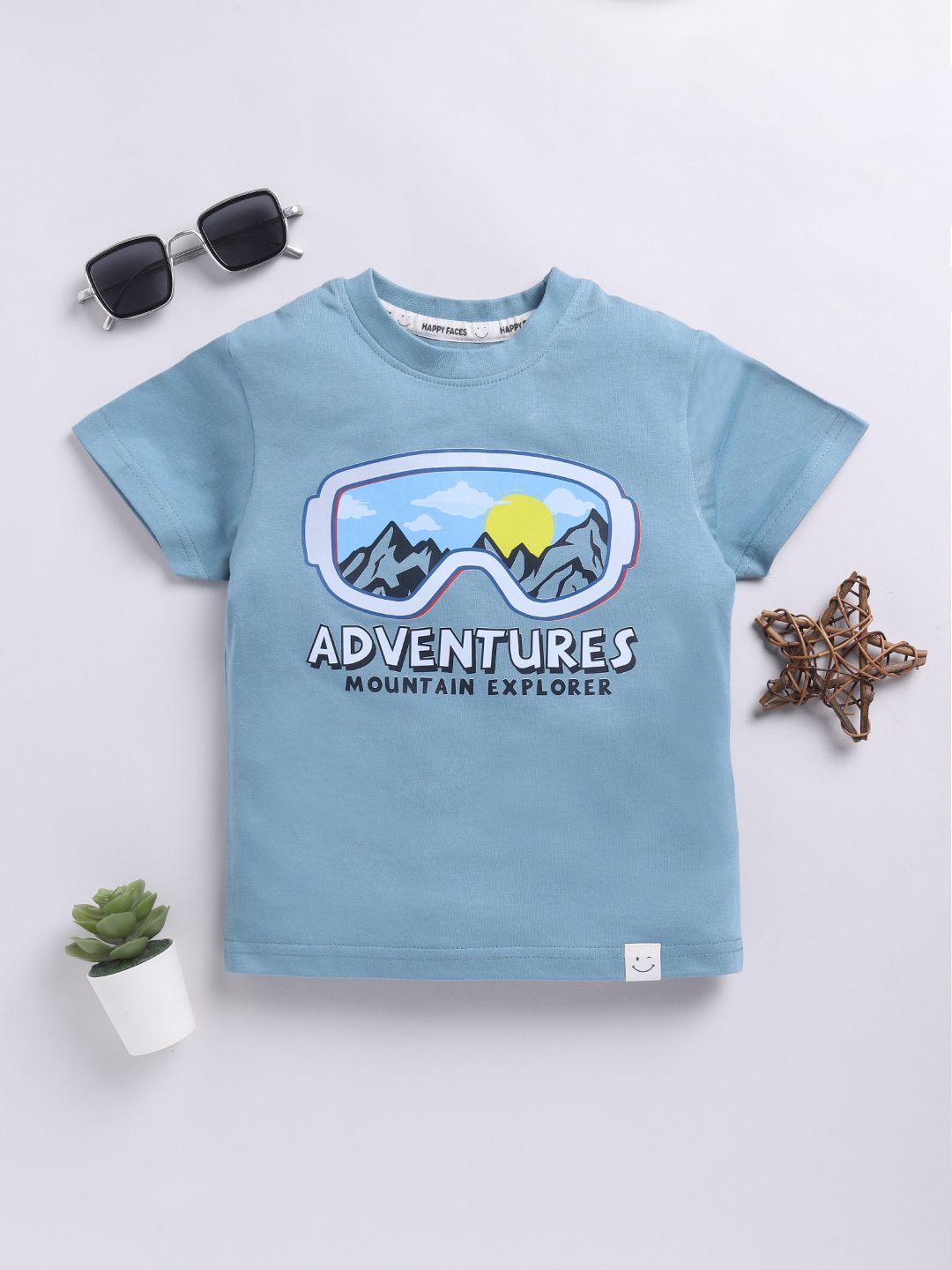 Happy Faces Kids Boys Graphic Printed Pure Cotton T-Shirt