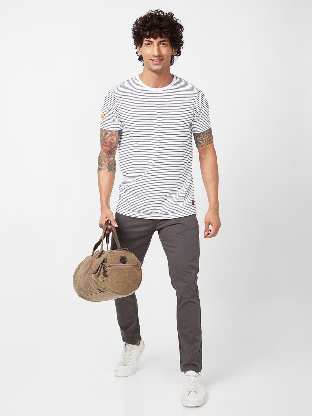 SPYKAR Striped Slim Fit Cotton T-shirt