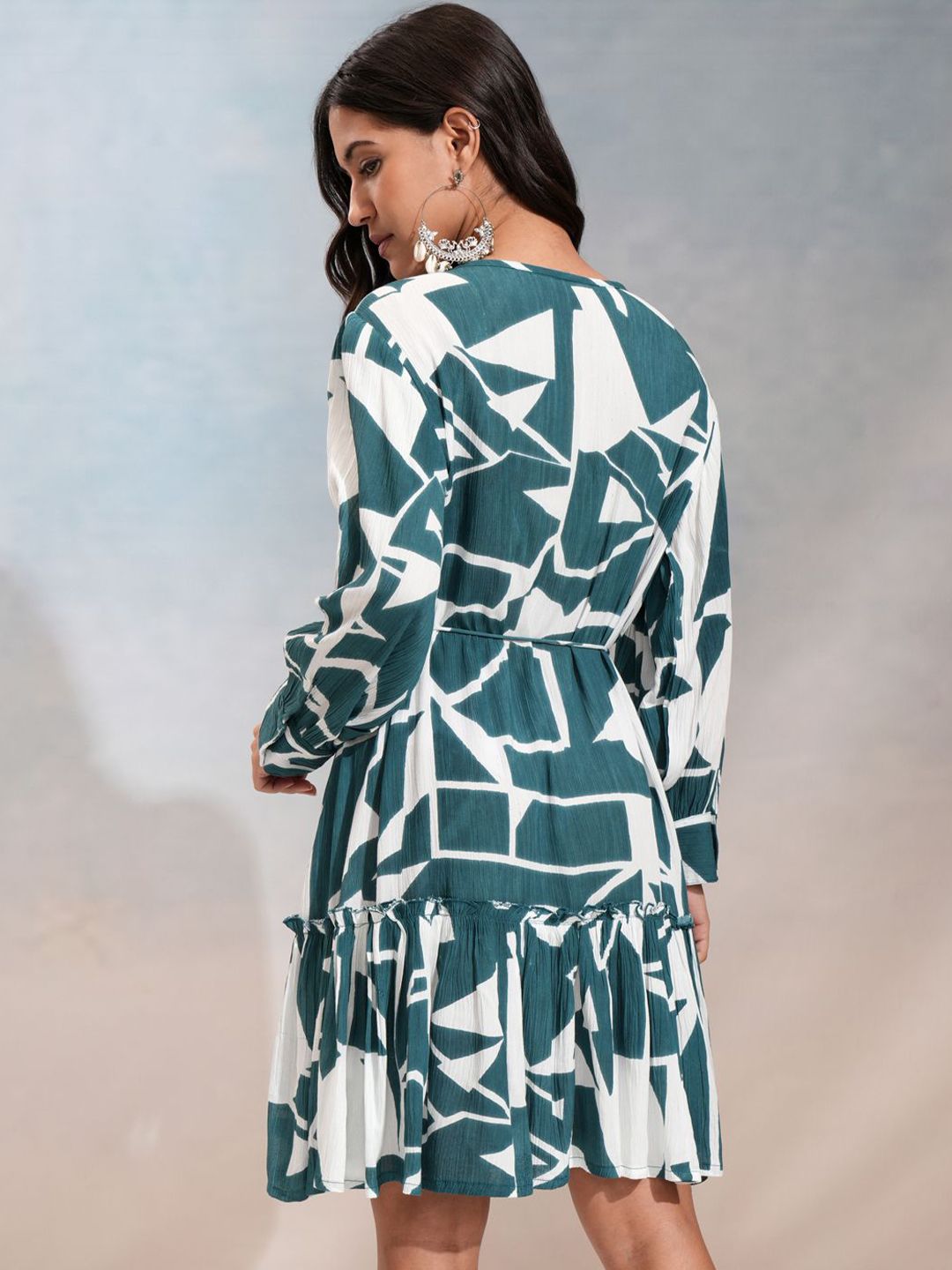 Vishudh Floral Print Fit & Flare Knee Length Dress