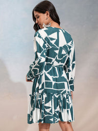 Vishudh Floral Print Fit & Flare Knee Length Dress