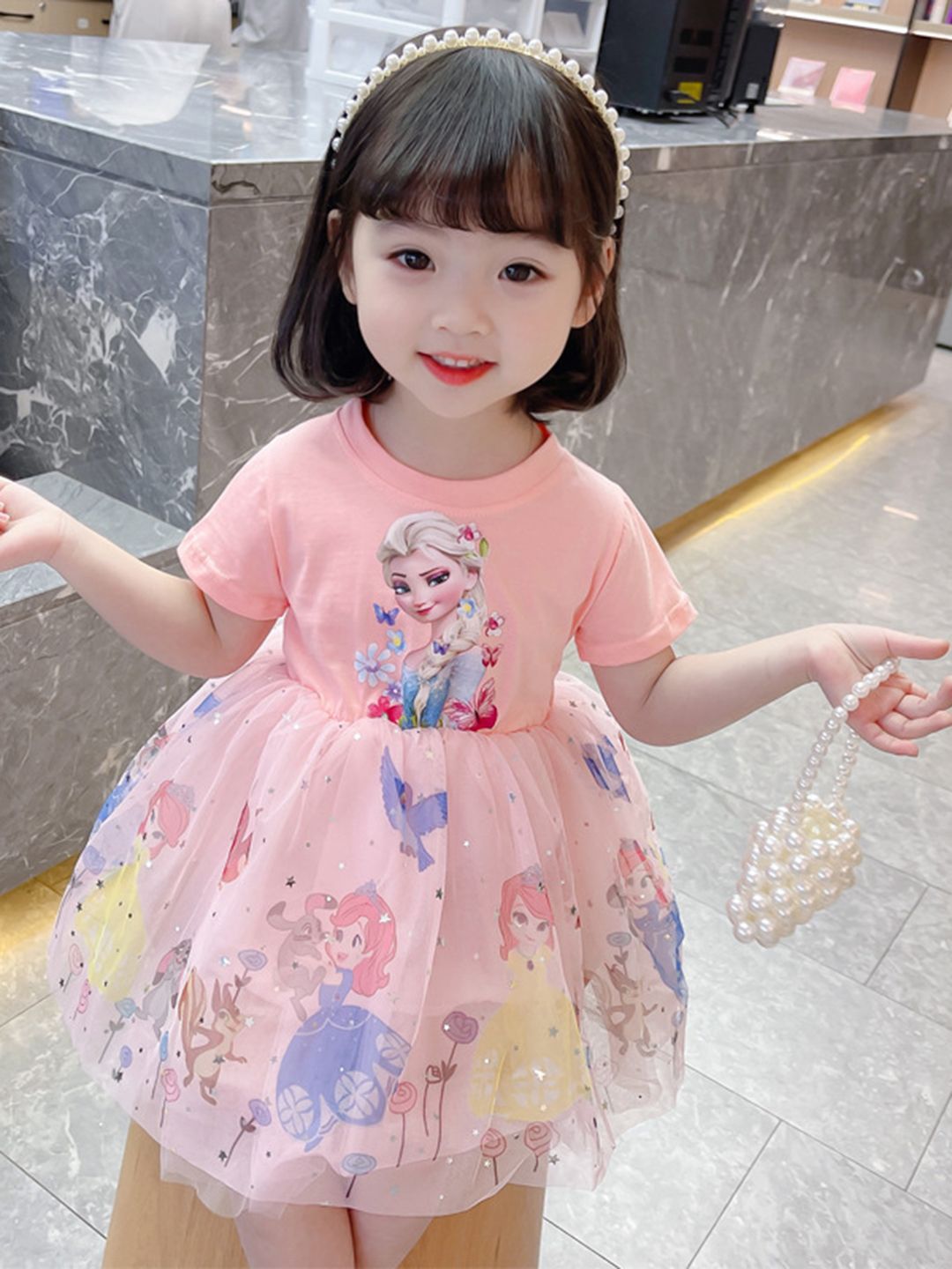 YK Floral Print Fit & Flare Dress