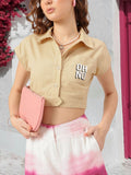DressBerry Humor Hour Buttoned Up Babe Crop Top