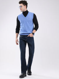 Monte Carlo Men Solid V-Neck Ribbed Sweater Vest
