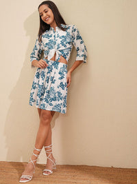 Vishudh Printed  Shirt-Neck Shirt With Skirt Co-Ords