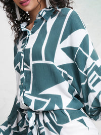 Vishudh Abstract Printed Shirt Cotton Mini Dress