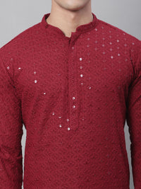 SOJANYA Ethnic Motifs Embroidered Sequinned Pure Cotton Kurta