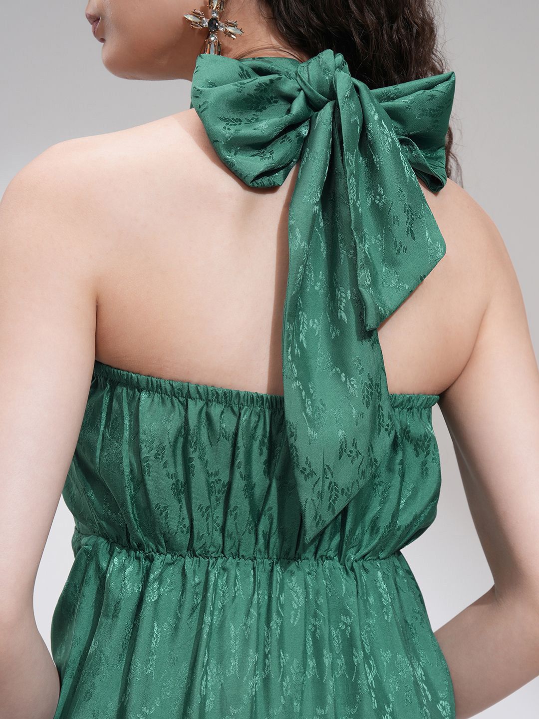 ESPYR By Tokyo Talkies Women Jacquard Halter Neck Wrap Dress