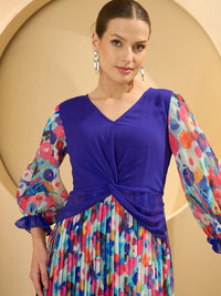 Antheaa Floral Print Chiffon Fit & Flare Dress