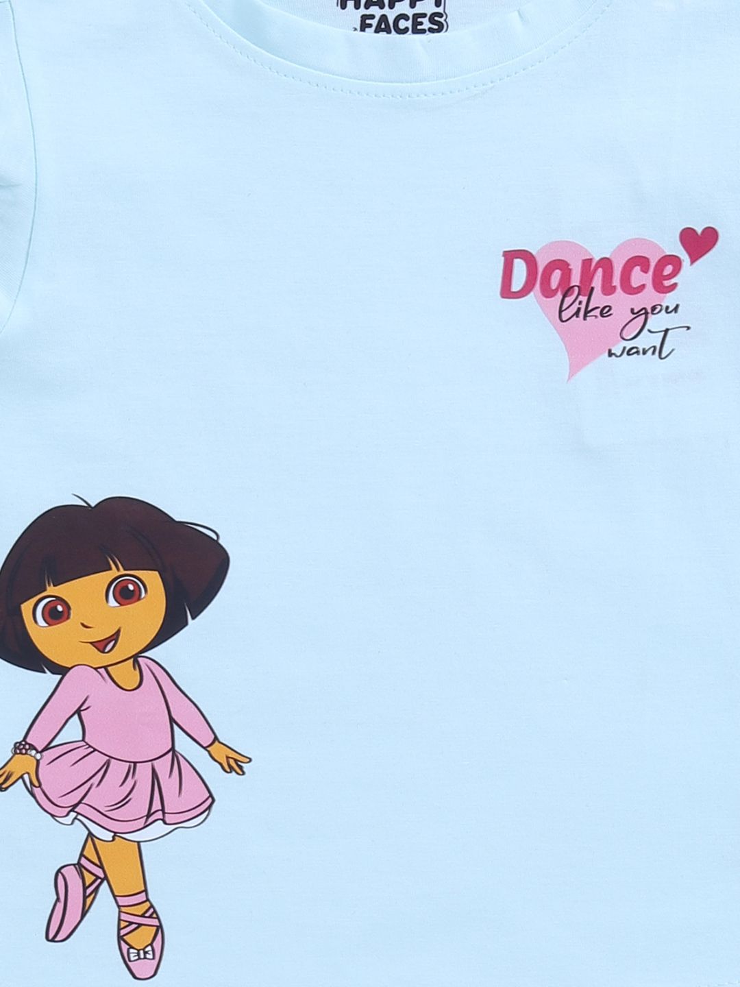 Happy Faces Girls Dora Printed Pure Cotton T-shirt