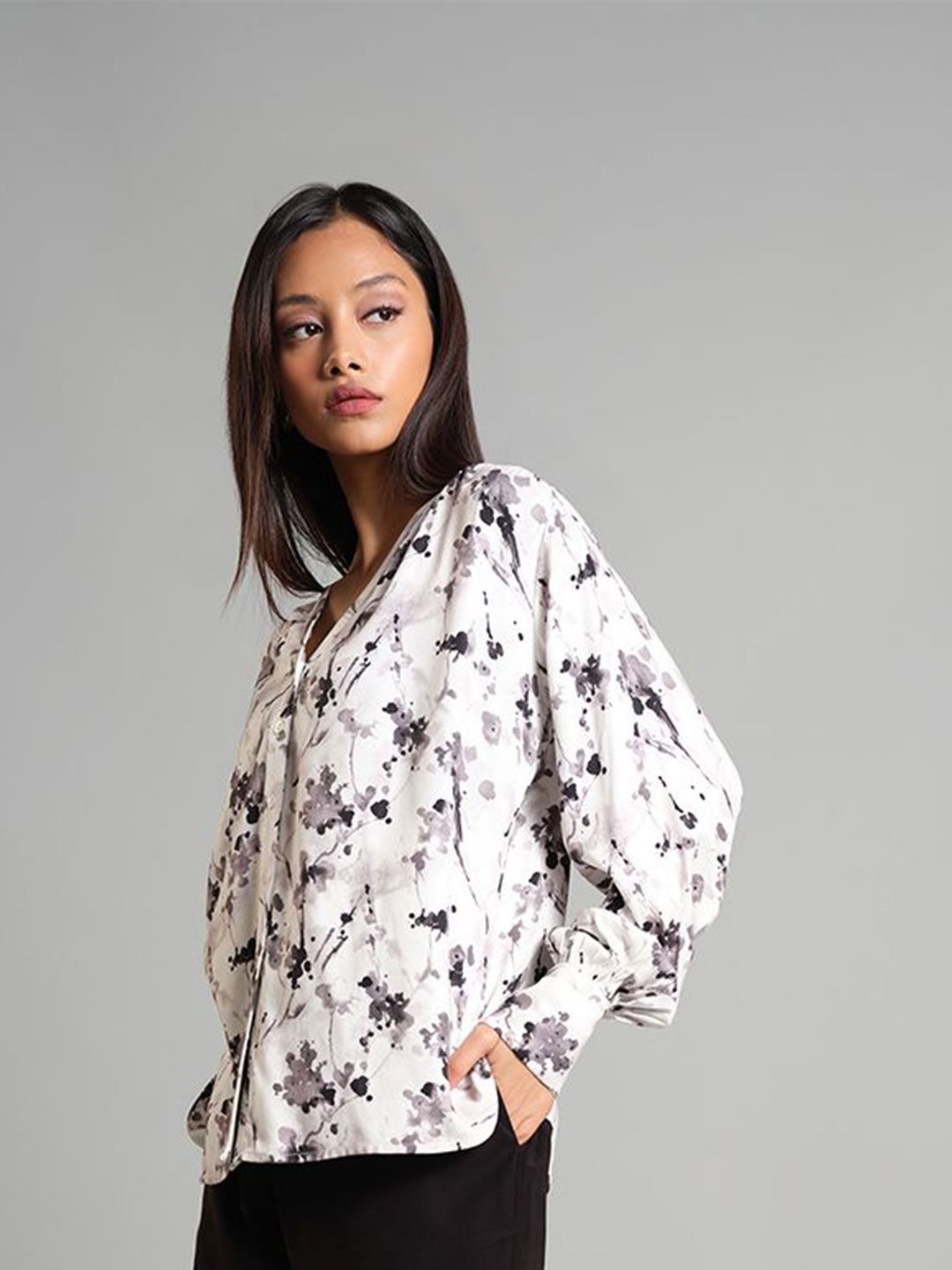 AND Floral Print Styled Back Top