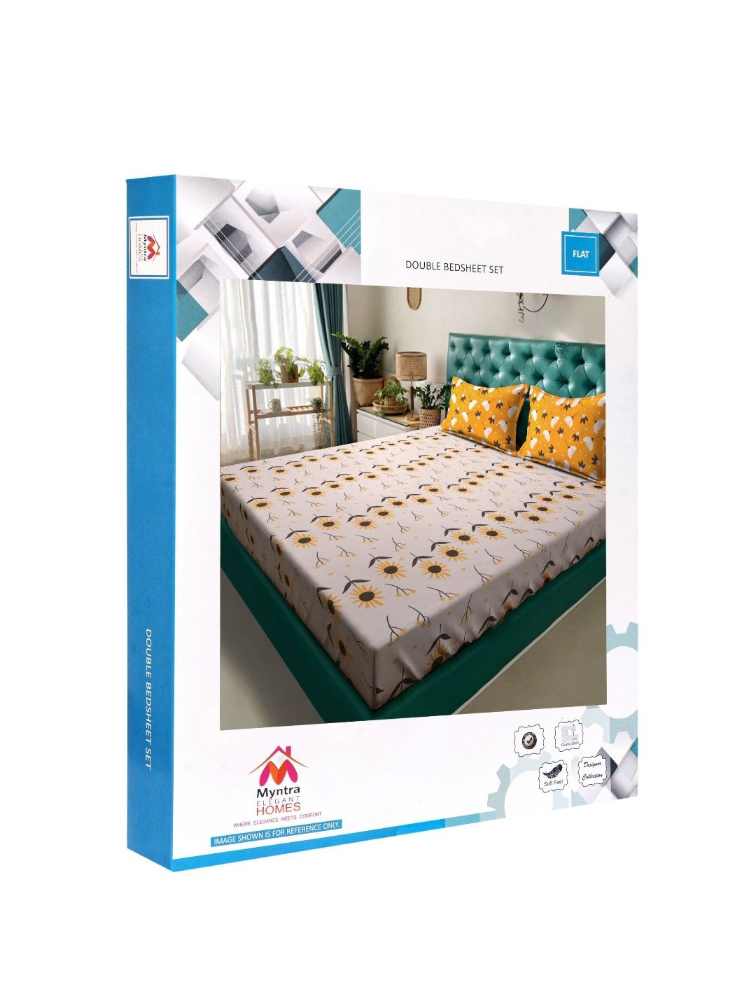 Myntra Elegant Homes Bercetak Warna Peach 300 TC Set Cadar King 2.50 m x 2.20 m