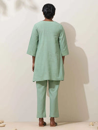 trueBrowns Mint Green Cotton Kurta Co-Ord Set