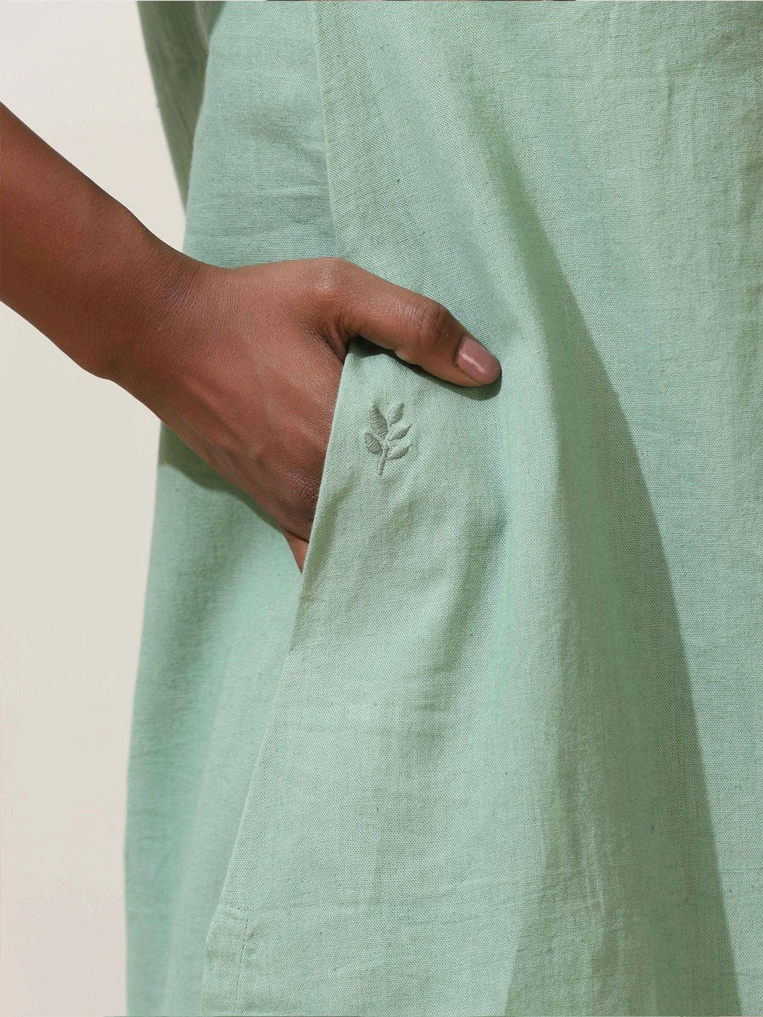 trueBrowns Mint Green Cotton Kurta Co-Ord Set