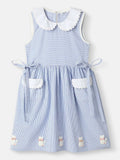 Nauti Nati Girl Cotton Peter Pan Collar Dress with Front Pockets and Cat Patches