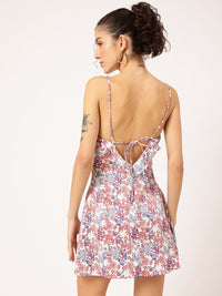 DressBerry Floral Print Ruffled Mini Slip Dress