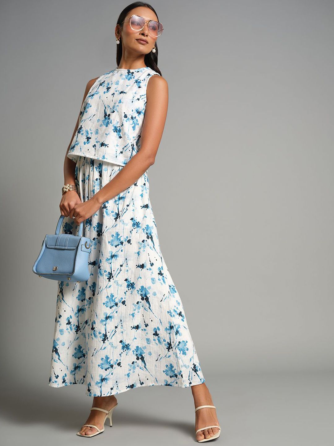 AND Printed Round Neck Pure Cotton Top With Skirts