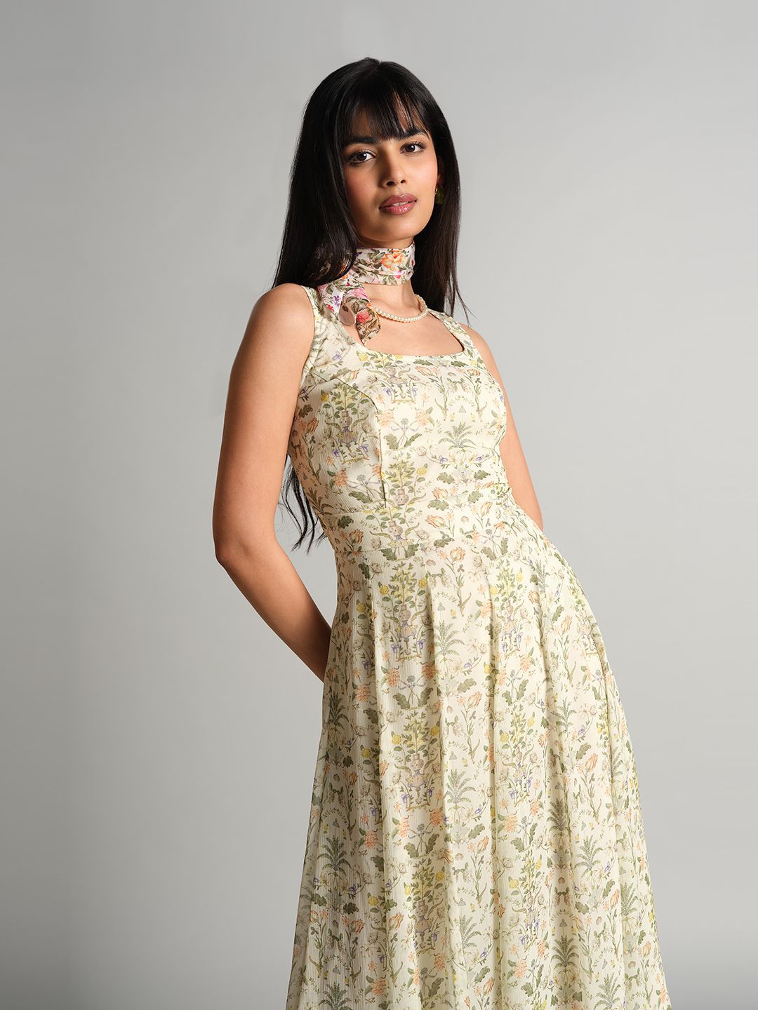 AND Floral Printed Fit & Flare Dress