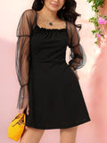 DressBerry Puff Sleeve Semi-Sheer Sheath Dress