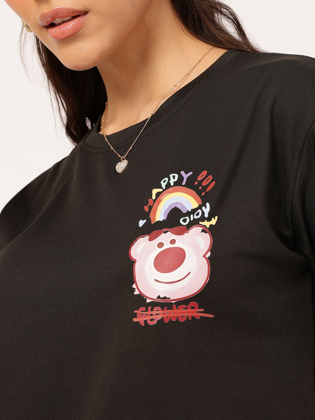 DressBerry Graphic Printed Back Round Neck T-shirt