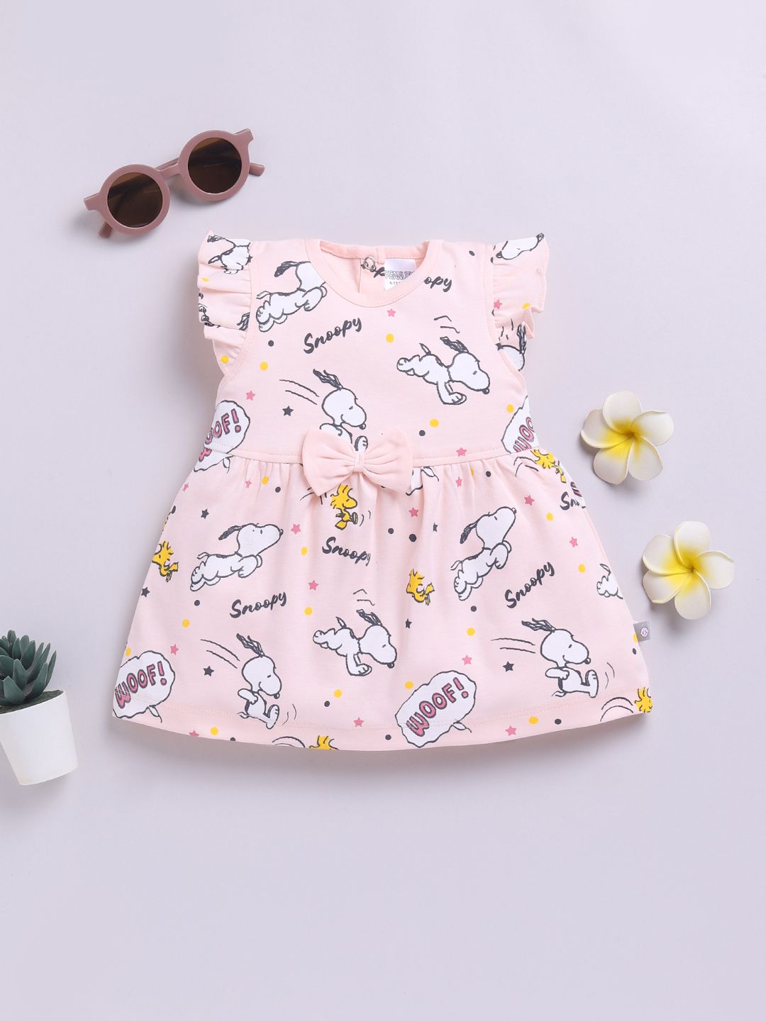 Happy Faces Infant Girls Snoopy Printed Pure Cotton A-Line Dress