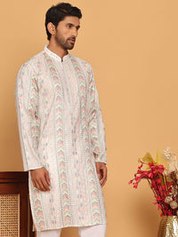 Jompers Men Embroidered Sequins Straight Kurta
