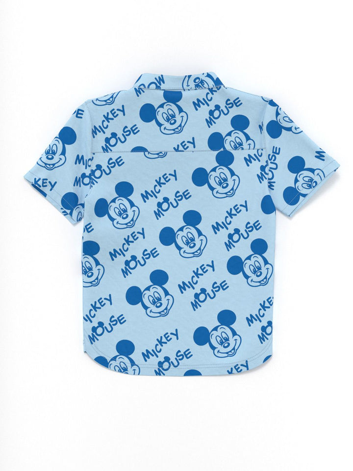 NautiNati Disney Boys Cotton Mickey Mouse Graphic Print Shirt with Chest Pocket