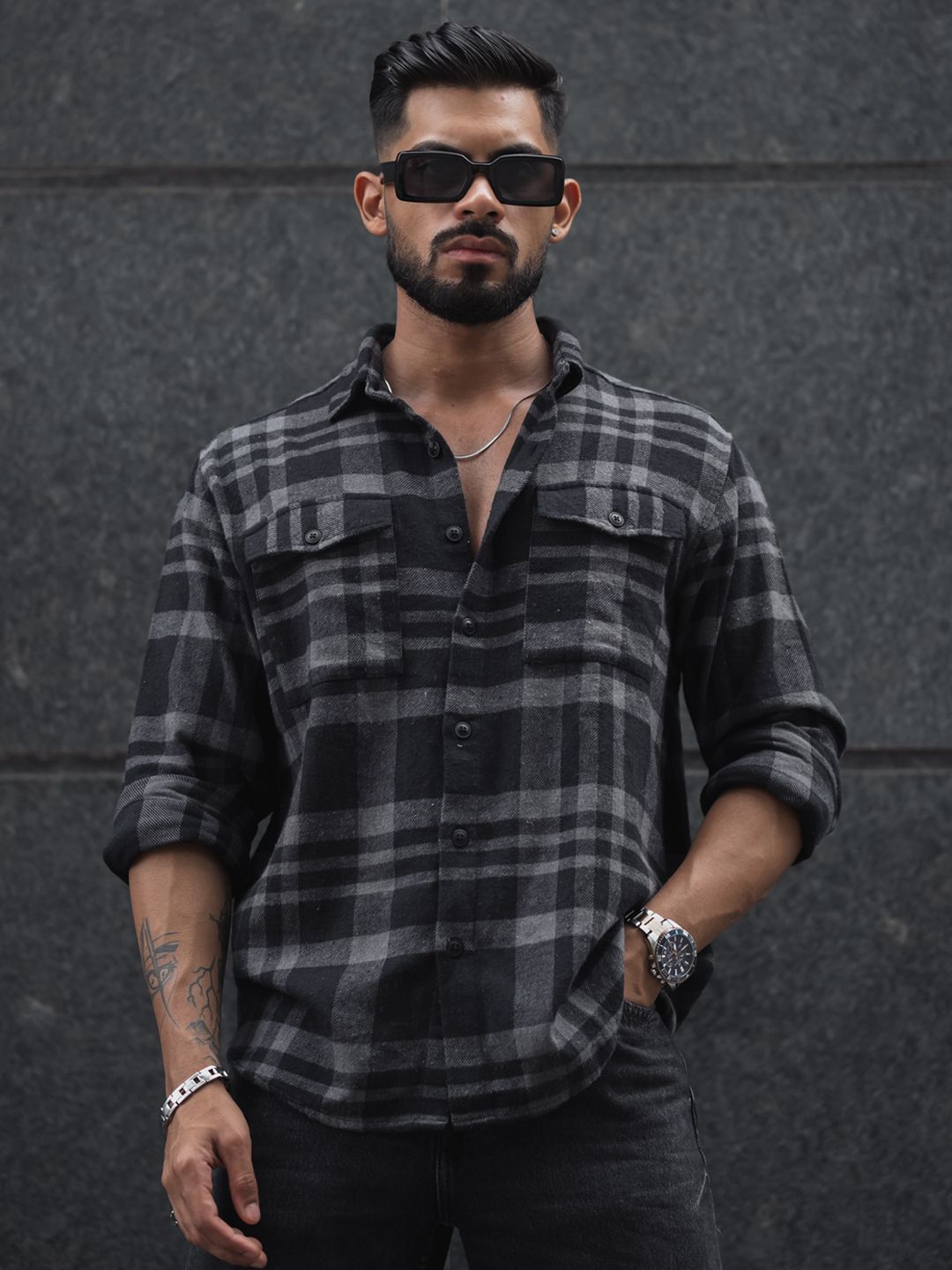 Powerlook Men Tartan Checks Opaque Checked Casual Shirt
