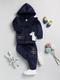 Moms Love Infant Girls Self Design Sweatshirt With Joggers